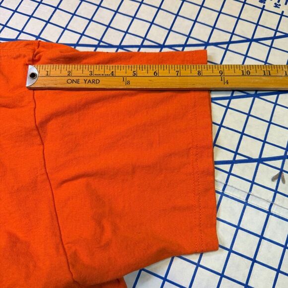 Vtg Johnny’s Route 69 Biker Pinup T-Shirt Orange Sz XL Motorcycle Chopper Moon - Picture 16 of 16